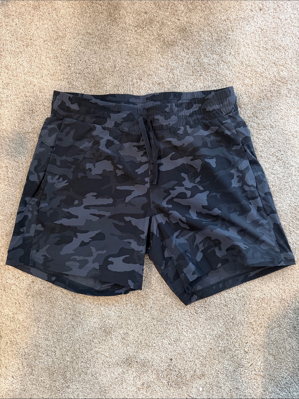 Woman’s Tuff Athletics Black & Charcoal Camo Athletic Shorts